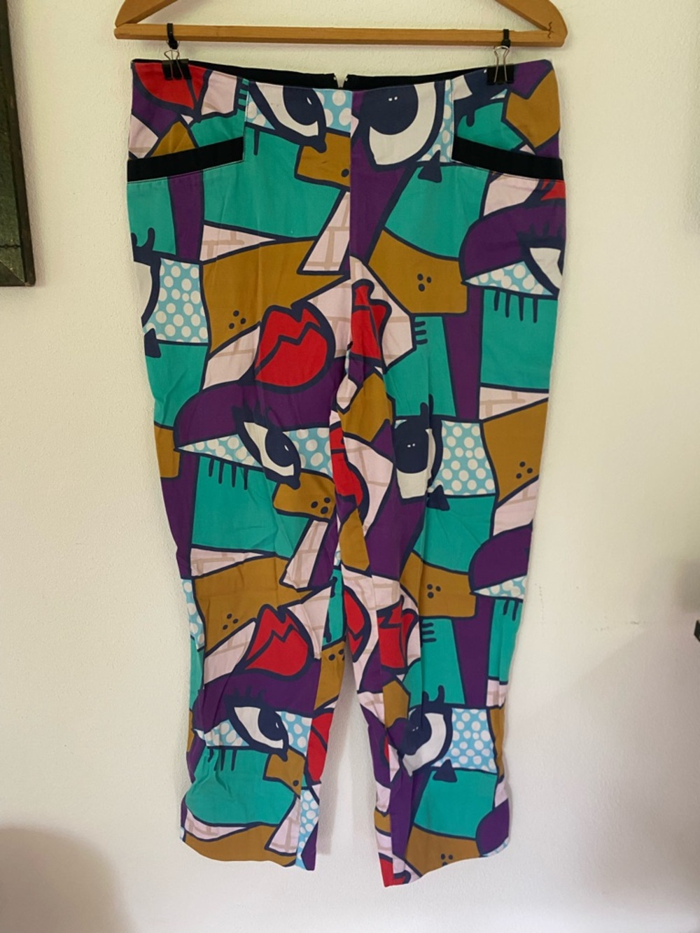 Vintage Colorful Abstract Print Crop Pants